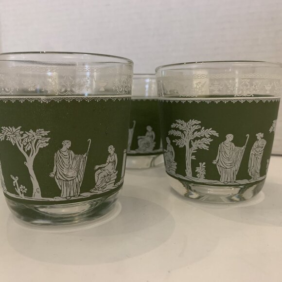 Jeannette Wedgewood Green Jasper GlassWare Greek Goddess 8 oz. Set of 4 *VIDEO* - Picture 3 of 6